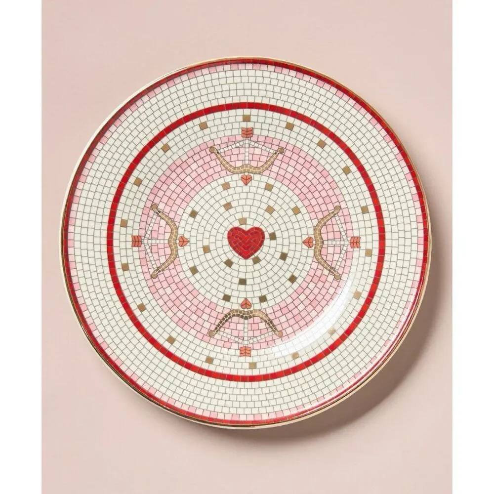 Anthropologie Bistro Tile Valentine’s Dessert Plate 8